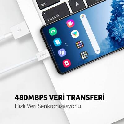 Ttec MiniCable Şarj Kablosu, USB-A-USB-C, 30 cm, 2A Hızlı Şarj, Beyaz - 4