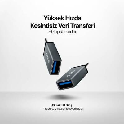 Ttec OTG Dönüştürücü Adaptör, USB-C - USB-A 3.0, Uzay Grisi - 5