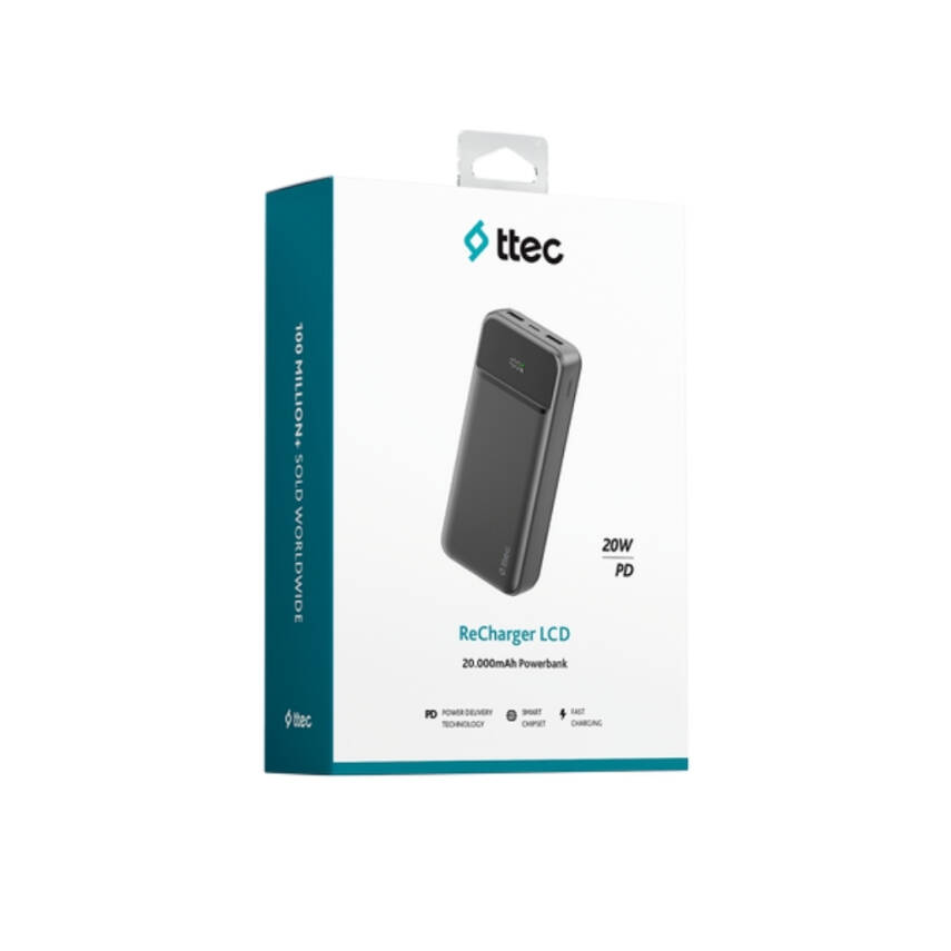 Ttec ReCharger LCD Powerbank, 20.000 mAh Taşınabilir Hızlı Şarj Aleti - 6