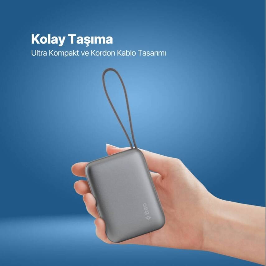 Ttec ReCharger Taşınabilir Hızlı Şarj Aleti, 10.000mAh Powerbank, Gri - 10