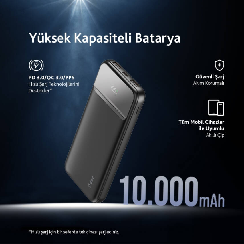 Ttec ReCharger Taşınabilir Şarj Aleti, 10.000mAh Powerbank, 20W, Siyah - 8
