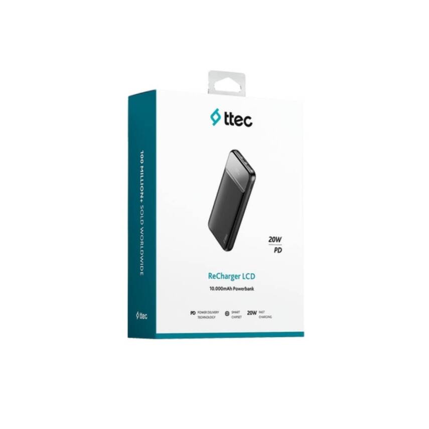 Ttec ReCharger Taşınabilir Şarj Aleti, 10.000mAh Powerbank, 20W, Siyah - 7