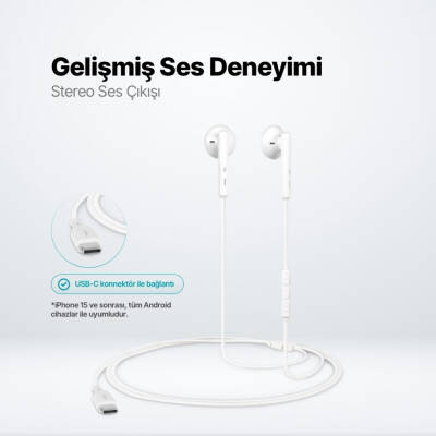 Ttec Rio 2 Kulakiçi Kulaklık, USB-C, Stereo Mikrofonlu, Beyaz - 5