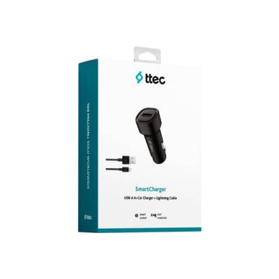 Ttec SmartCharger Araç Şarj Aleti, Lightning Kablo, 2.4A, 12 W, Siyah - 5