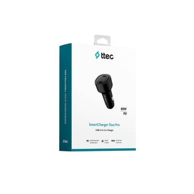 Ttec SmartCharger, Duo Araç Hızlı Şarj Aleti, 60 W, USB-C+USB-C, Siyah - 5