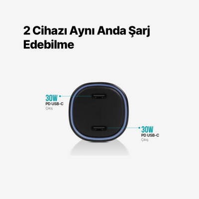 Ttec SmartCharger, Duo Araç Hızlı Şarj Aleti, 60 W, USB-C+USB-C, Siyah - 7