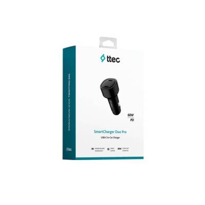 Ttec SmartCharger, Duo Araç Hızlı Şarj Aleti, 60 W, USB-C+USB-C, Siyah - 5