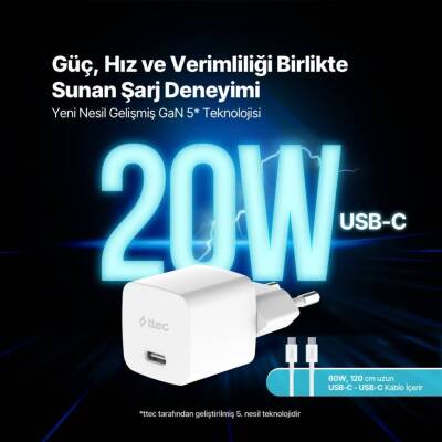 Ttec SmartCharger Seyahat Hızlı Şart Aleti + USB-C-USB-C Kablo, Beyaz - 6
