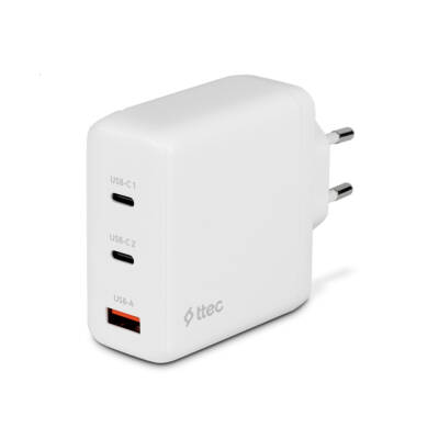 Ttec SmartCharger Trio GAN Hızlı Şarj Aleti, 2 USB-C+USB-A, 120W PD - TTEC