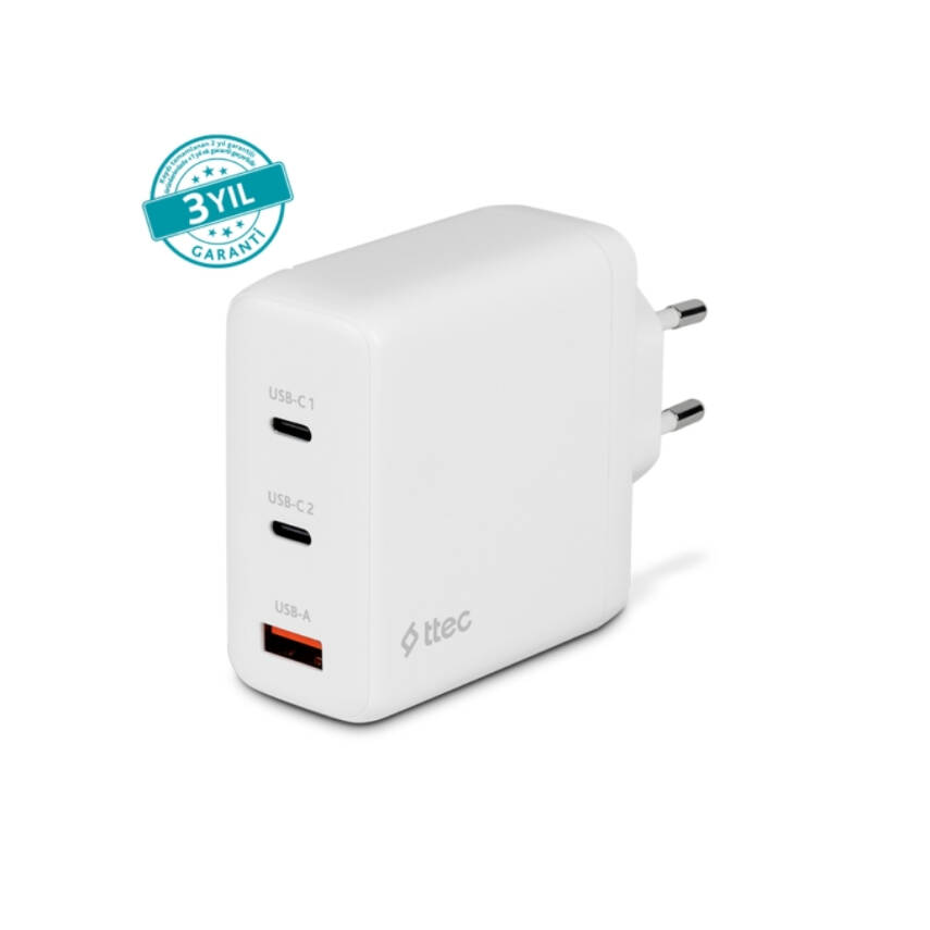 Ttec SmartCharger Trio GAN Hızlı Şarj Aleti, 2 USB-C+USB-A, 120W PD - 2
