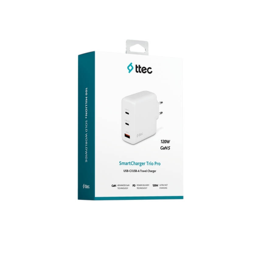 Ttec SmartCharger Trio GAN Hızlı Şarj Aleti, 2 USB-C+USB-A, 120W PD - 6