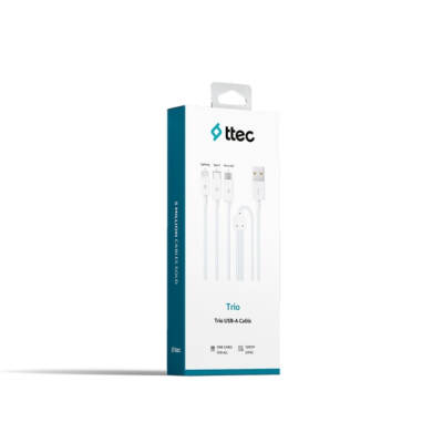 Ttec Trio Şarj Kablosu, USB-A - USB-C / Lightning / Micro USB, Beyaz - 2