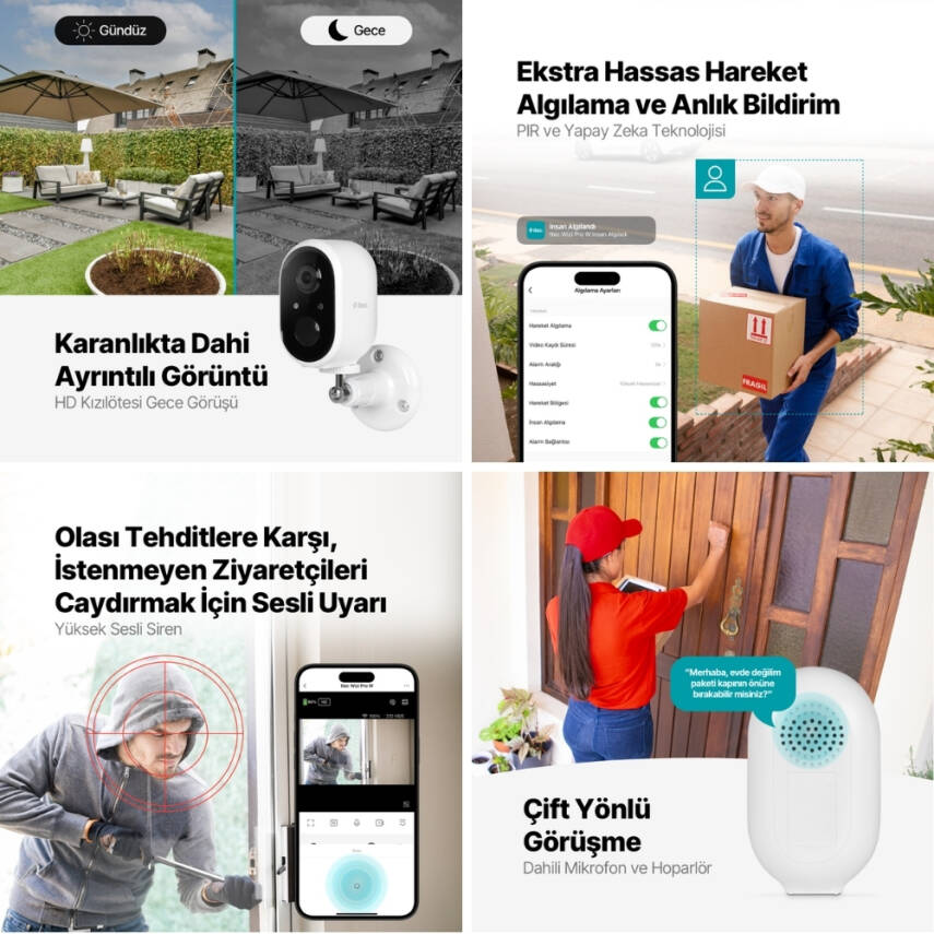 Ttec Wizi Pro W Akıllı Kamera, Full HD, Wi-Fi, Mekan Bataryalı, Beyaz - 10