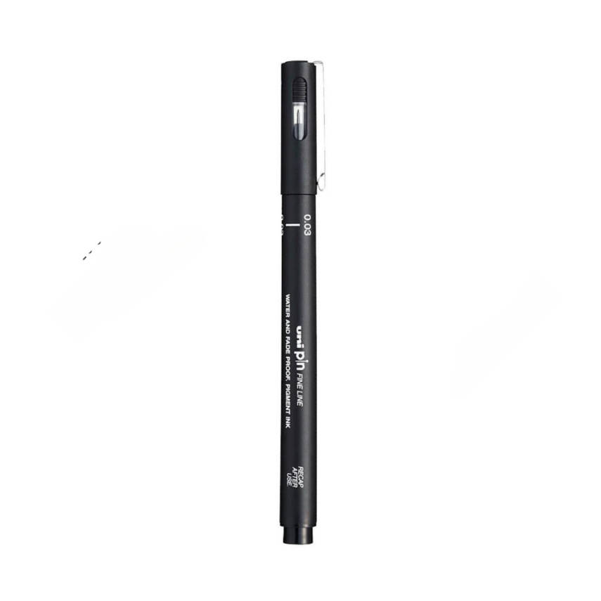 UNİ Pin 200 Teknik Çizim Kalemi, 0.03 mm Uç, Siyah, Dayanıklı Mürekkep - 1