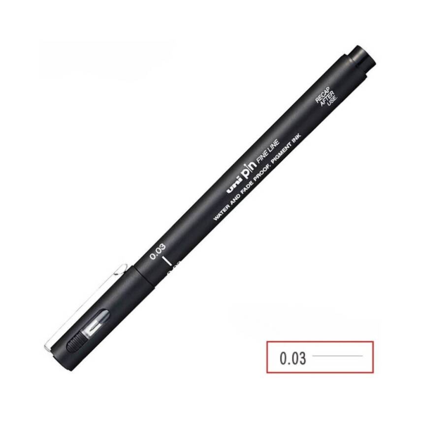 UNİ Pin 200 Teknik Çizim Kalemi, 0.03 mm Uç, Dayanıklı Mürekkep, Siyah - 4