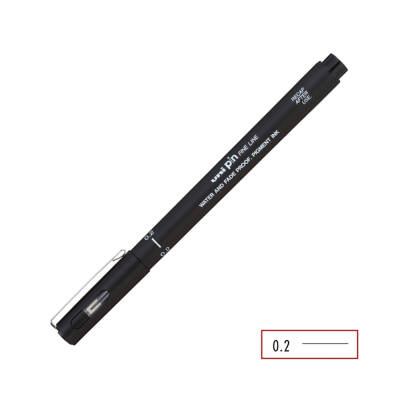 UNİ Pin 200 Teknik Çizim Kalemi, 0.2 mm Uç, Siyah, Dayanıklı Mürekkep - 4