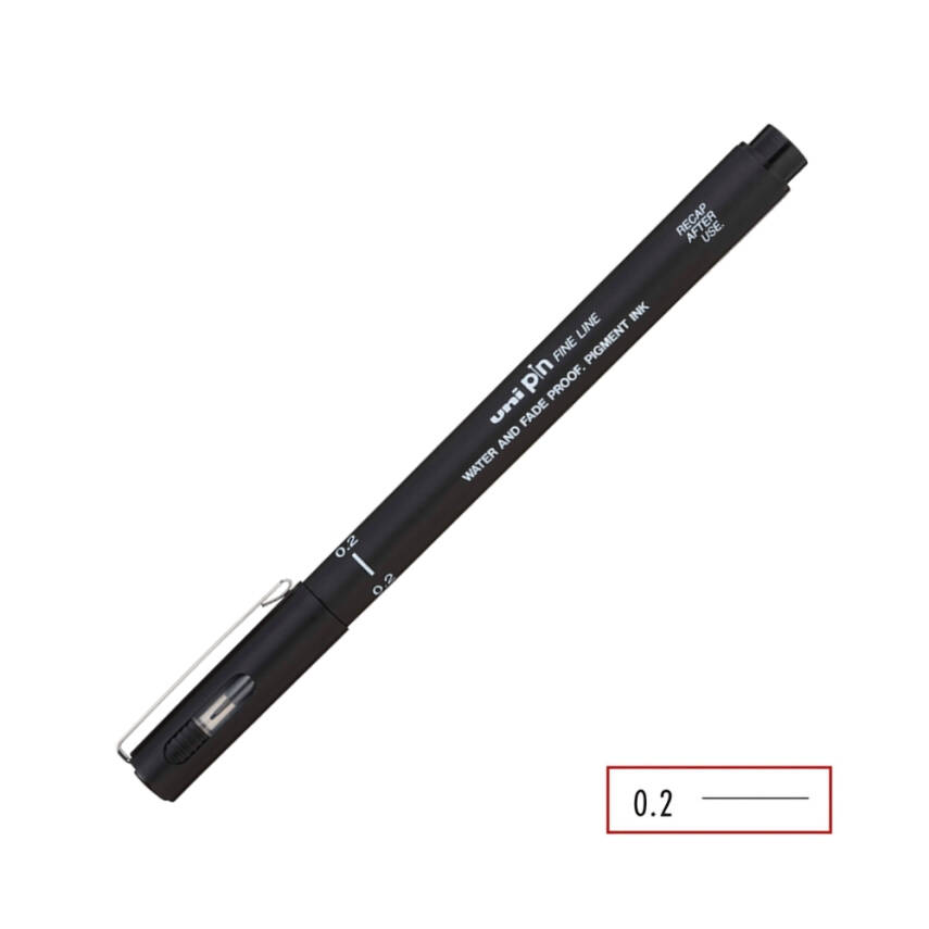 UNİ Pin 200 Teknik Çizim Kalemi, 0.2 mm Uç, Siyah, Dayanıklı Mürekkep - 4