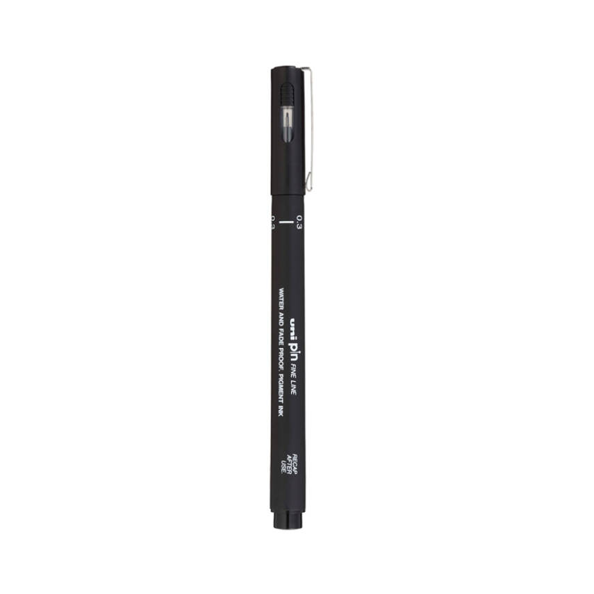 UNİ Pin 200 Teknik Çizim Kalemi, 0.3 mm Uç, Siyah, Dayanıklı Mürekkep - 1