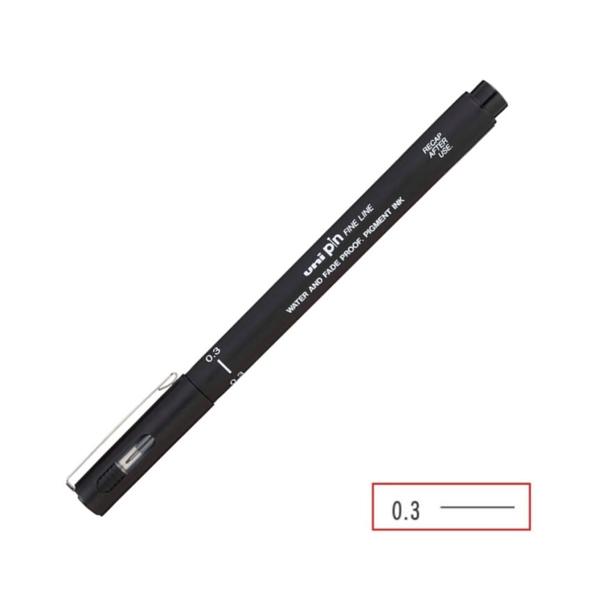UNİ Pin 200 Teknik Çizim Kalemi, 0.3 mm Uç, Siyah, Dayanıklı Mürekkep - 4