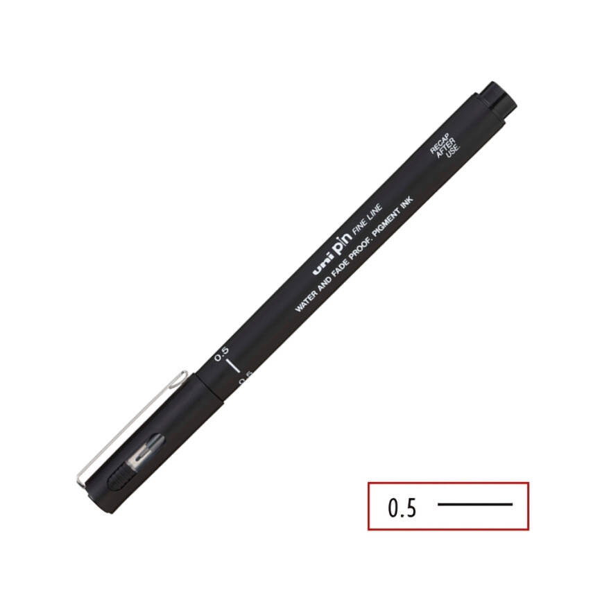UNİ Pin 200 Teknik Çizim Kalemi, 0.5 mm Uç, Siyah, Dayanıklı Mürekkep - 4