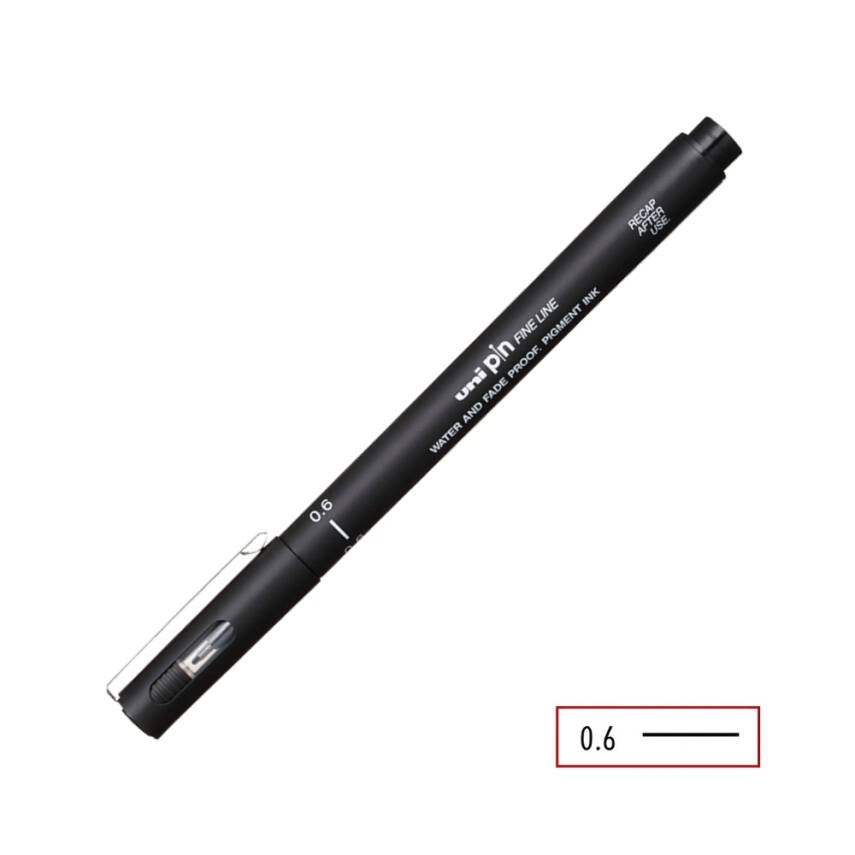 UNİ Pin 200 Teknik Çizim Kalemi, 0.6 mm Uç, Siyah, Dayanıklı Mürekkep - 4