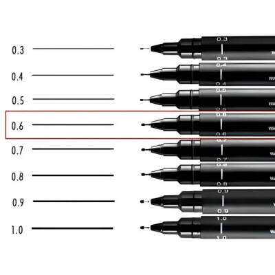 UNİ Pin 200 Teknik Çizim Kalemi, 0.6 mm Uç, Siyah, Dayanıklı Mürekkep - 5