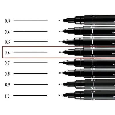 UNİ Pin 200 Teknik Çizim Kalemi, 0.6 mm Uç, Dayanıklı Mürekkep, Siyah - 5