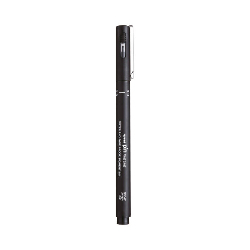 UNİ Pin 200 Teknik Çizim Kalemi, 0.9 mm Uç, Siyah, Dayanıklı Mürekkep - 1
