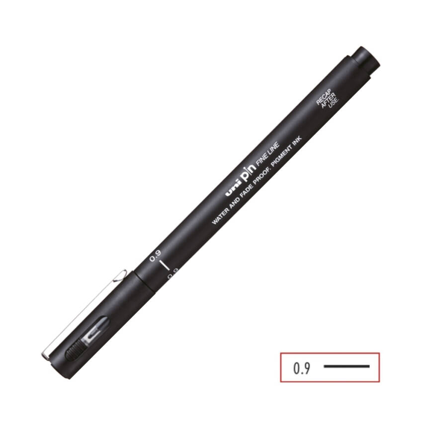 UNİ Pin 200 Teknik Çizim Kalemi, 0.9 mm Uç, Siyah, Dayanıklı Mürekkep - 4