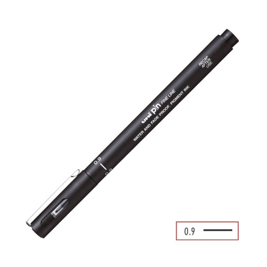 UNİ Pin 200 Teknik Çizim Kalemi, 0.9 mm Uç, Dayanıklı Mürekkep, Siyah - 4