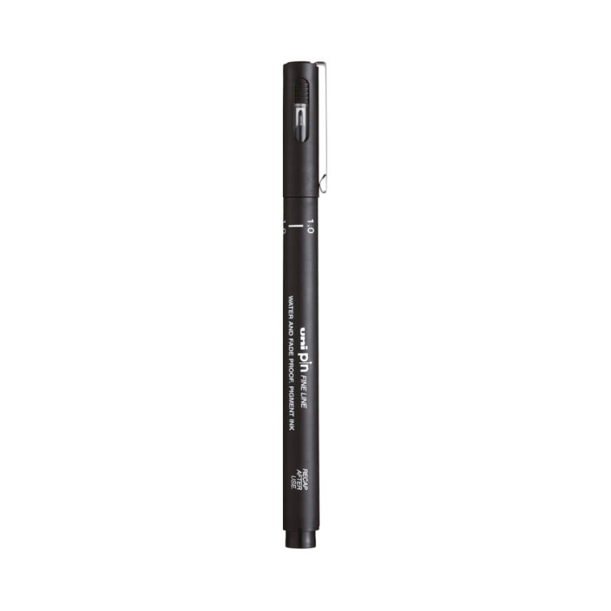 UNİ Pin 200 Teknik Çizim Kalemi, 1.0 mm Uç, Siyah, Dayanıklı Mürekkep - 1