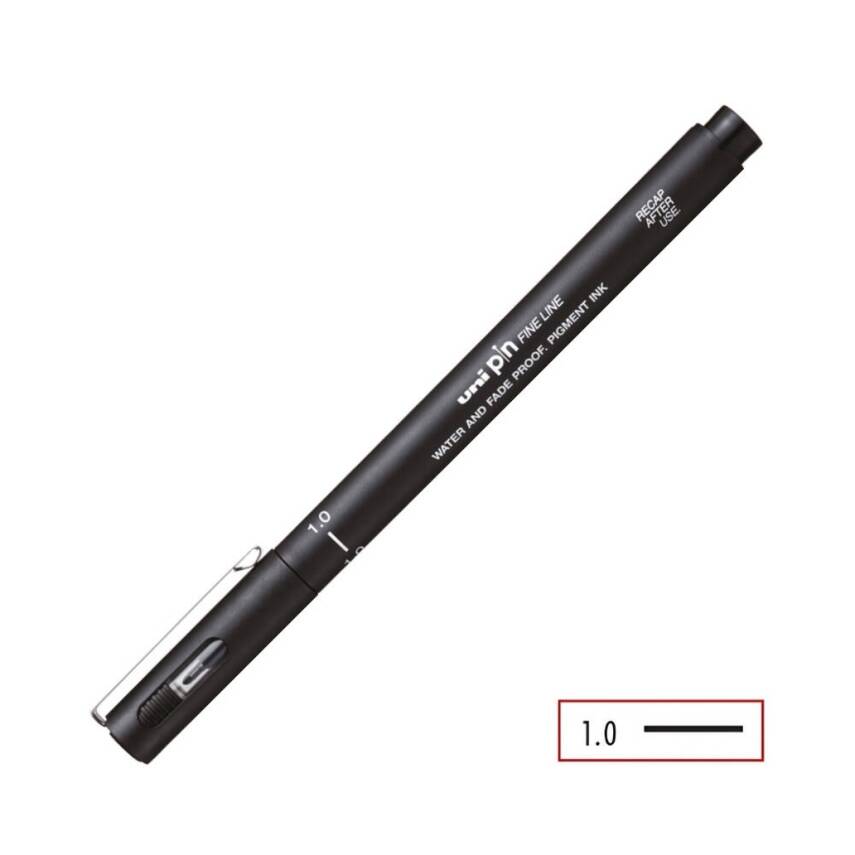 UNİ Pin 200 Teknik Çizim Kalemi, 1.0 mm Uç, Dayanıklı Mürekkep, Siyah - 4