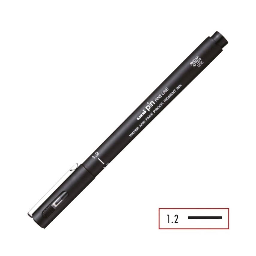 UNİ Pin 200 Teknik Çizim Kalemi, 1.2 mm Uç, Siyah, Dayanıklı Mürekkep - 4