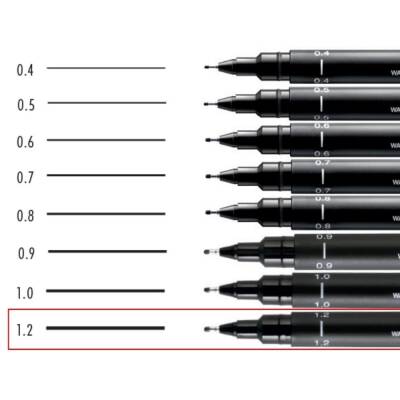 UNİ Pin 200 Teknik Çizim Kalemi, 1.2 mm Uç, Siyah, Dayanıklı Mürekkep - 5