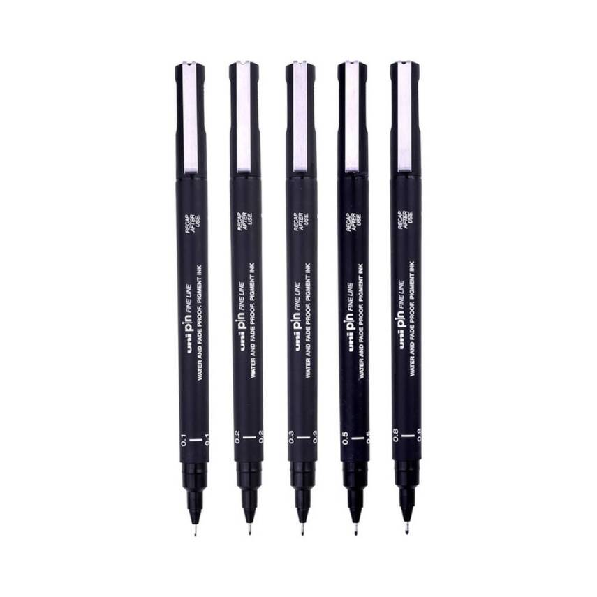 UNİ Pin 200 Teknik Çizim Kalem Seti, 5'li, Siyah, Dayanıklı Mürekkep - 2