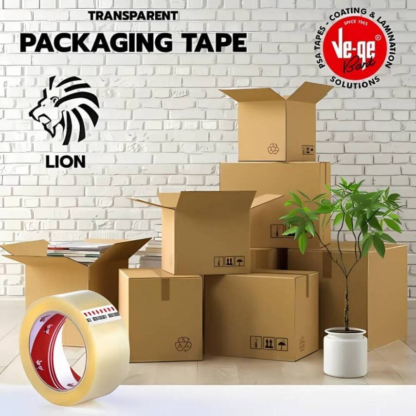 Ve-Ge Aslan Koli Bandı, 45 mm x 100 m, Şeffaf, Hotmelt Yapışkan - 4