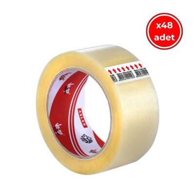 Ve-Ge Aslan Koli Bandı, 48 Adet, 45mm x 100m, Şeffaf, Hotmelt Yapışkan - Ve-Ge