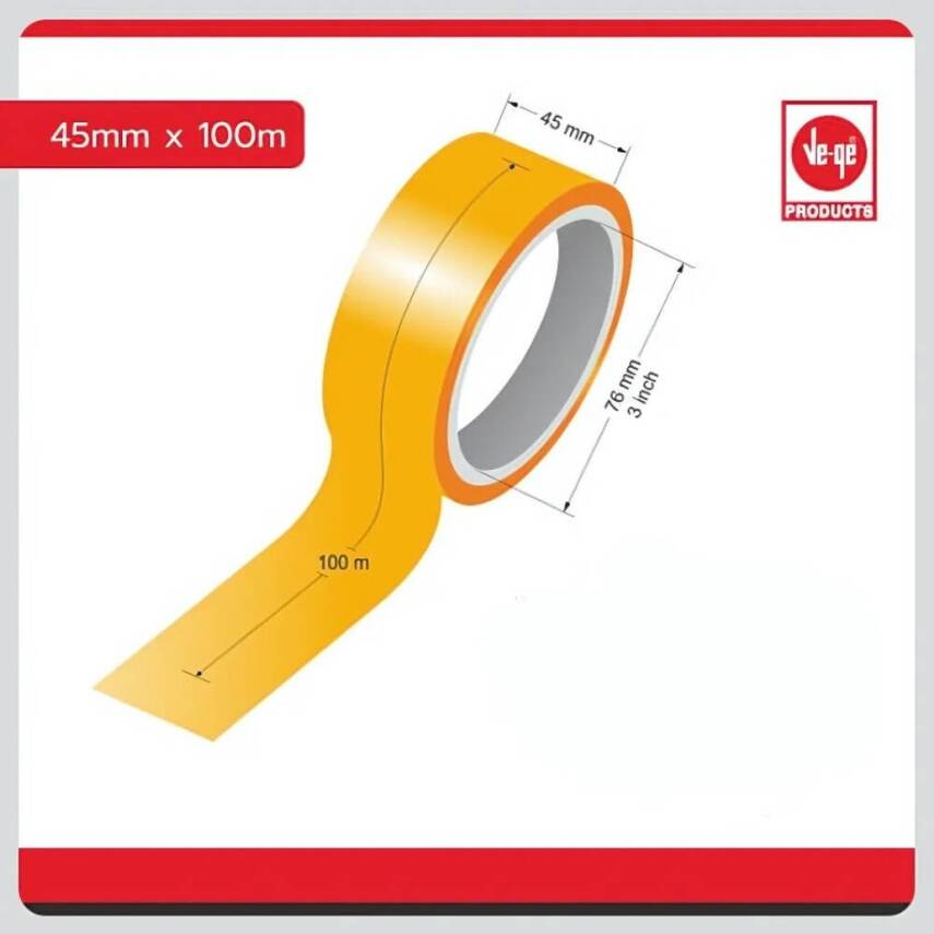 Ve-Ge Bufalo Koli Bandı, 45 mm x 100 m, Şeffaf,Su Bazlı Akrilik Tutkal - 4