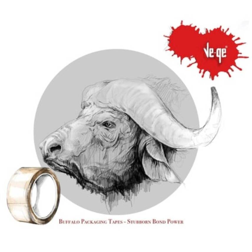 Ve-Ge Bufalo Koli Bandı, 45 mm x 100 m, Şeffaf,Su Bazlı Akrilik Tutkal - 6