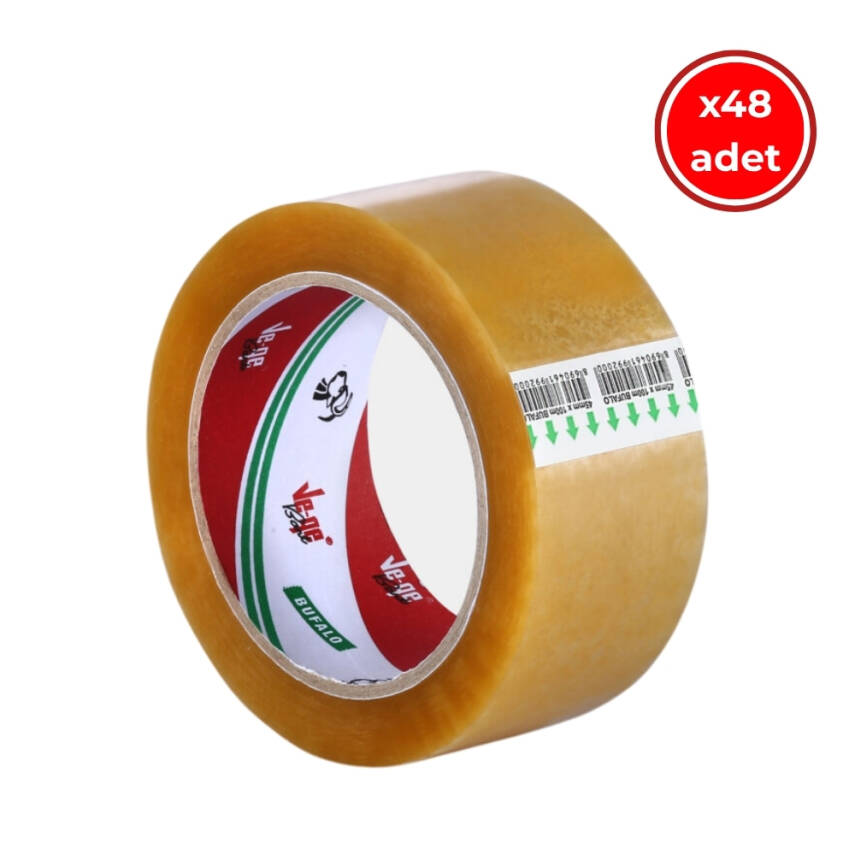 Ve-Ge Bufalo Koli Bandı, 48 Adet, 45mm x 100m, Şeffaf, Su Bazlı Tutkal - 1