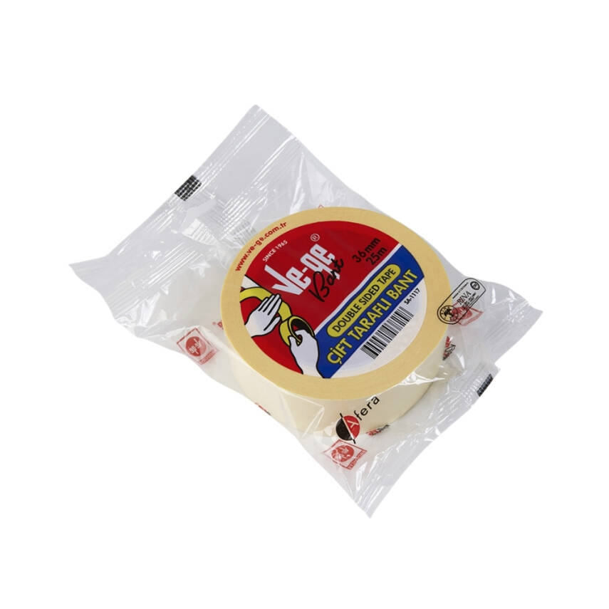 Ve-Ge Çift Taraflı Bant, 48 Adet, 36 mm x 25 m, Şeffaf, İz Bırakmaz - 2