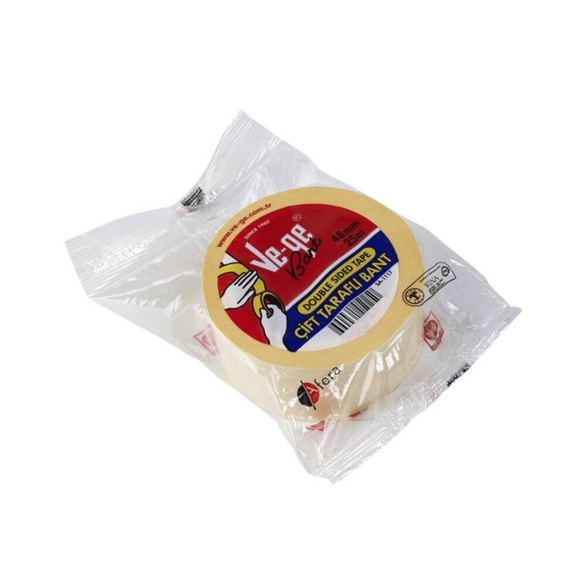 Ve-Ge Çift Taraflı Bant, 48 mm x 25 m, Güçlü Yapışma, İz Bırakmaz - 1