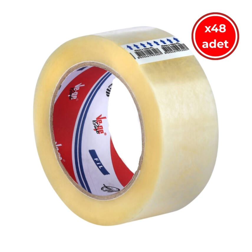 Ve-Ge Fil Koli Bandı, 48 Adet, 45 mm x 100 m, Şeffaf, Hotmelt Yapışkan - 1
