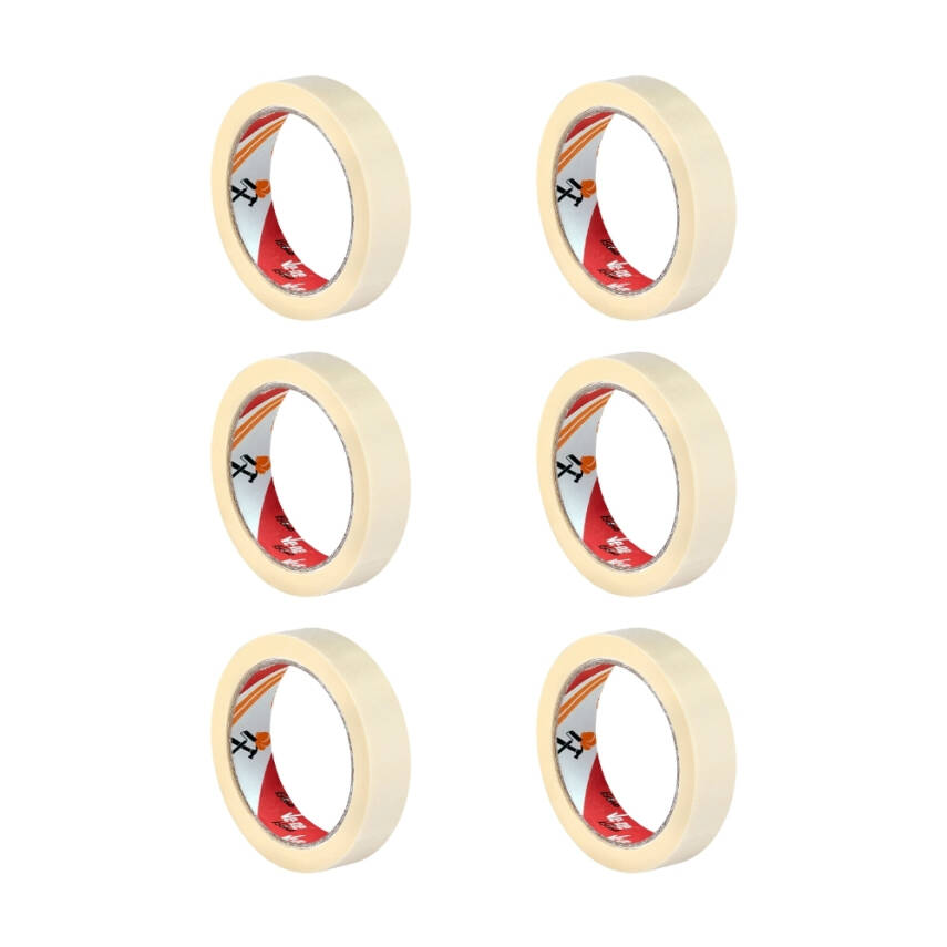 Ve-Ge GP Maskeleme Bandı, 6 Adet, 18 mm x 30 m, Bej, Krepe Kâğıt Taban - 2