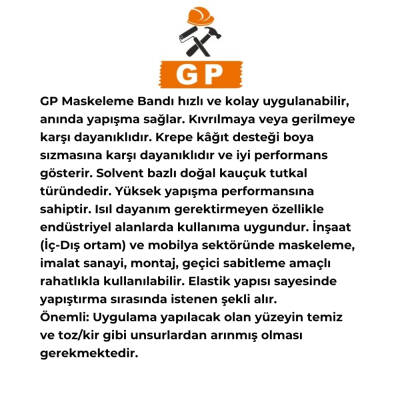 Ve-Ge GP Maskeleme Bandı, 6 Adet, 48 mm x 30 m, Bej, Krepe Kâğıt Taban - 4
