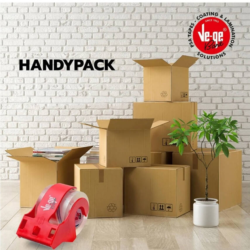 Ve-Ge Handy Pack Kesicili Koli Bandı, 48mm x 40m, Şeffaf,Sessiz Açılım - 3