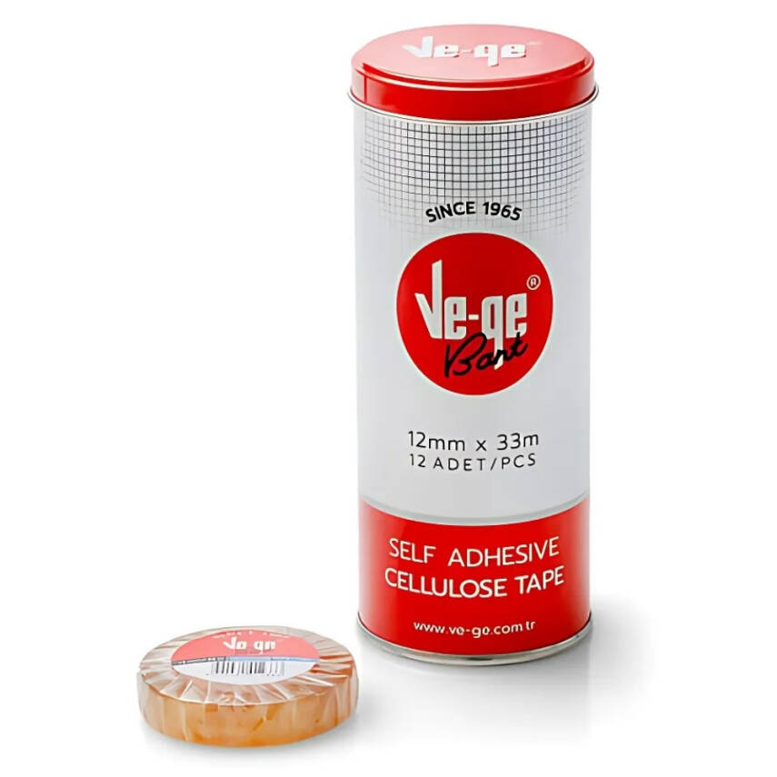 Ve-Ge Selefon ETS Bant, 12 mm x 33 m, Metal Kutu, Şeffaf, Kolay Kopar - 1