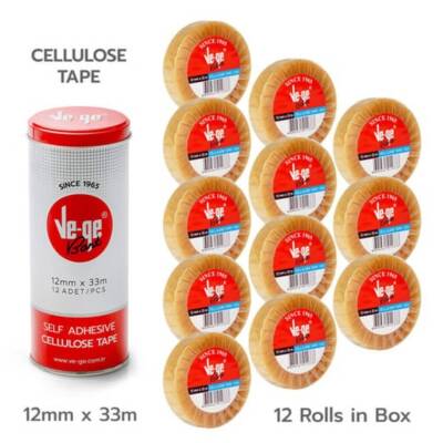 Ve-Ge Selefon ETS Bant, 12 mm x 33 m, Metal Kutu, Şeffaf, Kolay Kopar - 3