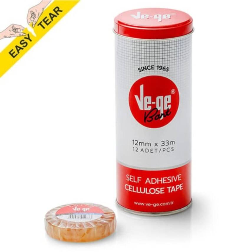 Ve-Ge Selefon ETS Bant, 12 mm x 33 m, Metal Kutu, Şeffaf, Kolay Kopar - 4