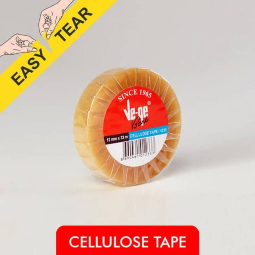 Ve-Ge Selefon ETS Bant, 12 mm x 33 m, Metal Kutu, Şeffaf, Kolay Kopar - 5